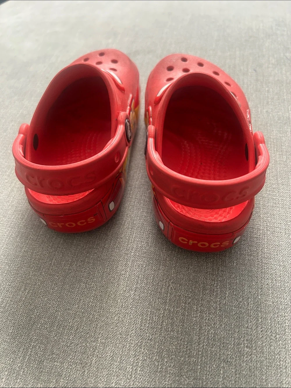 Kids (size 9) Red Lightning McQueen Crocs (light up!)